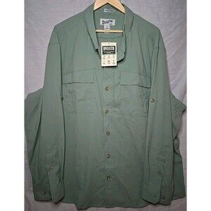 Duluth Trading Untucked Shirt Mens 3XL Green Vented Long Sleeve Outdoor Safari